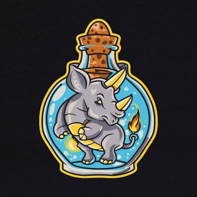 Cute Rhino in a Genie Bottle by joolsd1@gmail.com